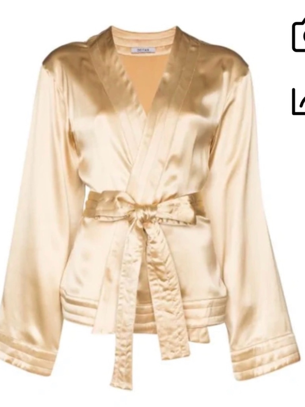 Satin Tie-Waist Robe Jacket in Champagne Gold